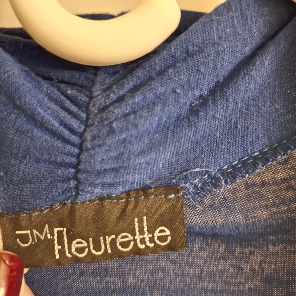 ❤JM Fleurette Women's SZ Large Royal Blue Open Front Duster Sweater with Pockets - Picture 4 of 6